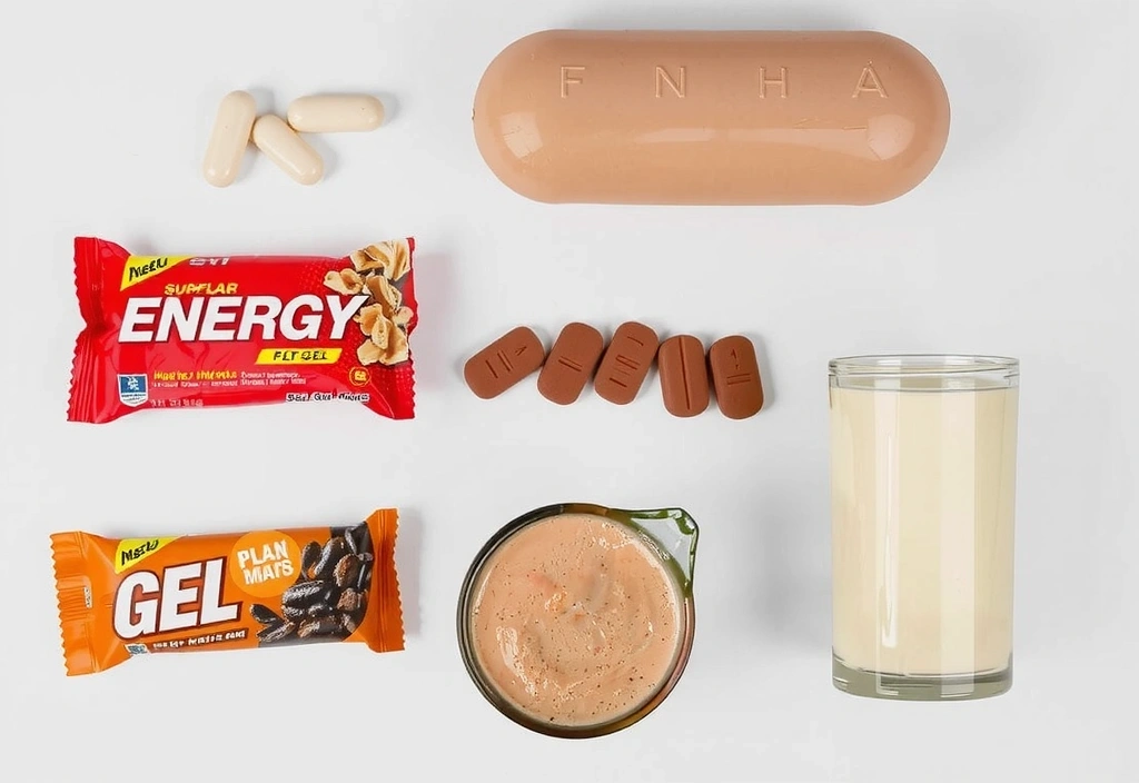 Verschiedene Sporternährungsprodukte.